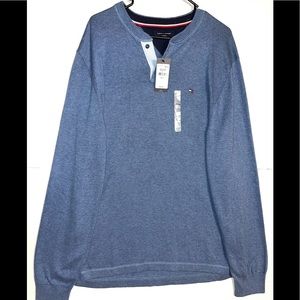(New) Tommy Hilfiger V-Neck Solid Blue Sweater 🧥🏷